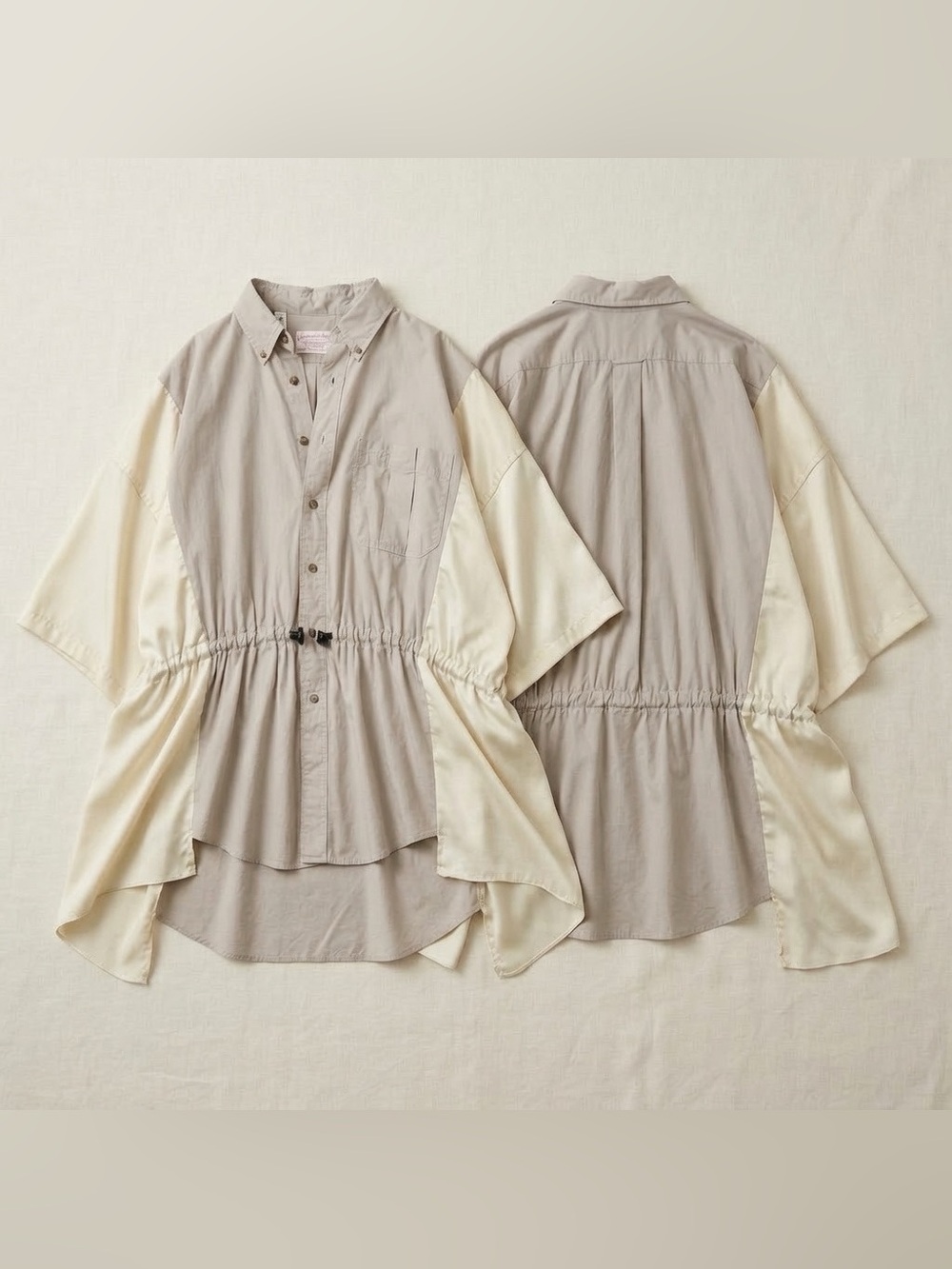 Filson Two-Tone Button-Front Shirt Jacket in Taupe and Cream